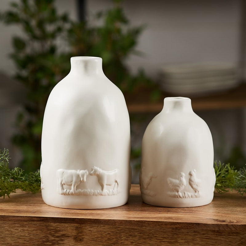 Melrose International Ceramic Farm Animal Vase, Set of 2, White