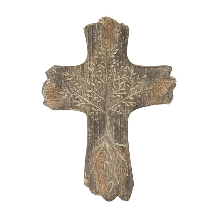 Melrose International Tree of Life Cross Decor, Set of 4, Brown - 88605DS