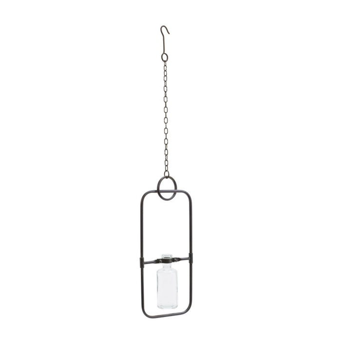 Melrose Int. Hanging Bottle Vase, Metal Frame, Set of 2, Black - 88608DS
