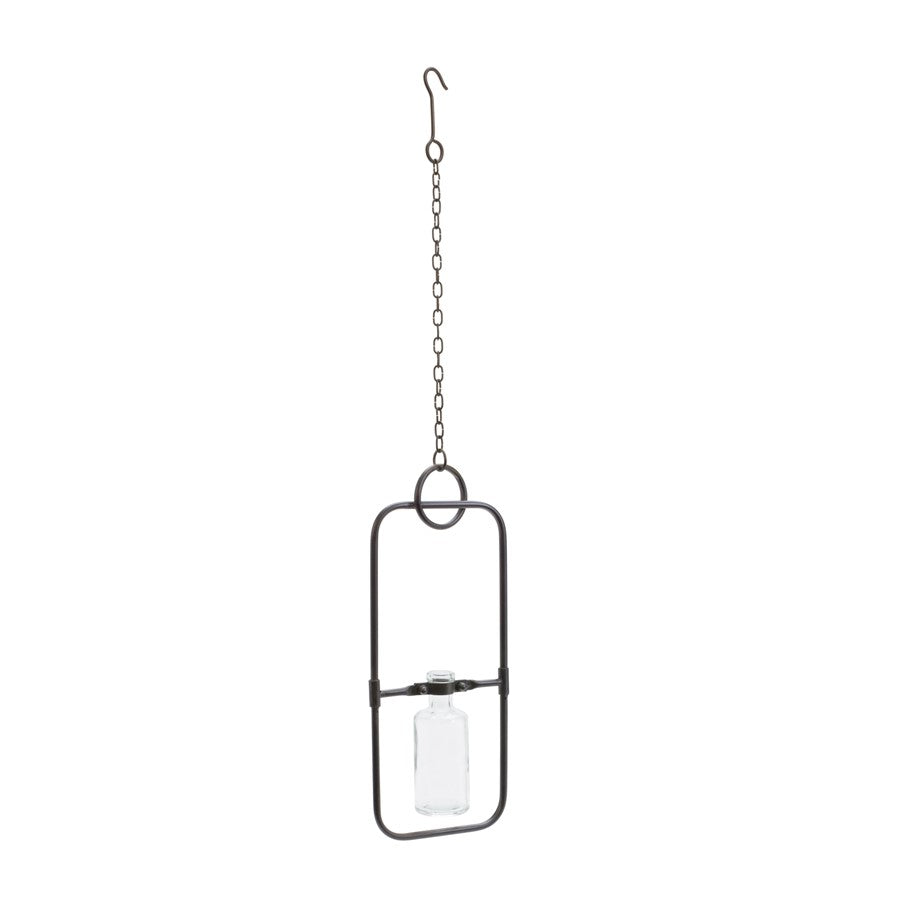 Melrose Int. Hanging Bottle Vase, Metal Frame, Set of 2, Black - 88608DS