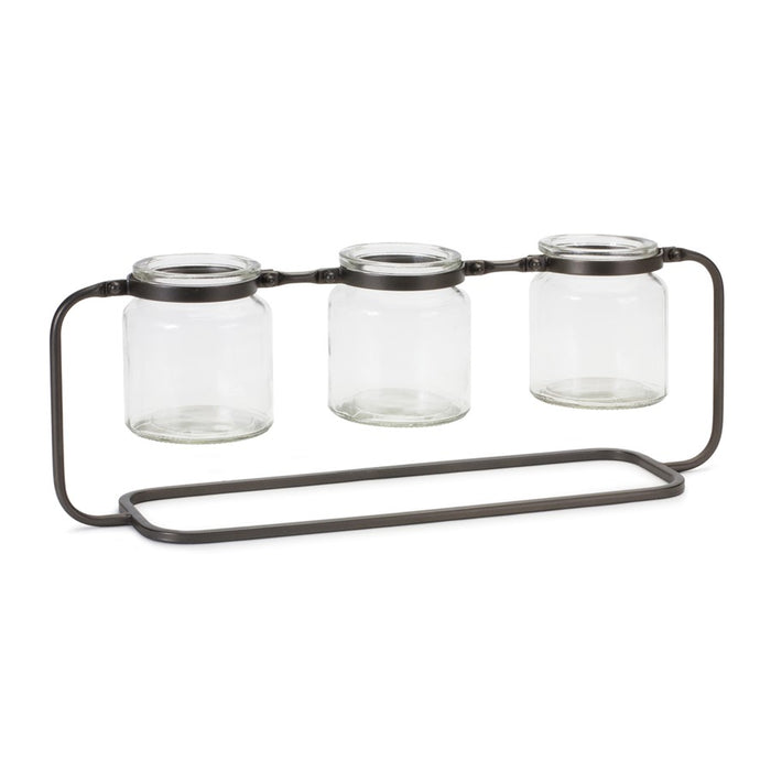 Melrose International Bottle Vases, Iron Stand 19.75"L, Black - 88611DS
