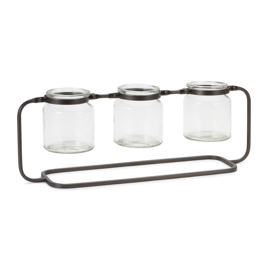 Melrose International Bottle Vases, Iron Stand 19.75"L, Black - 88611DS