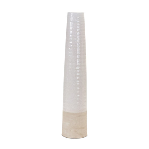 Melrose International Stoneware Floor Vase 23.5"H, White/Sand - 88619DS