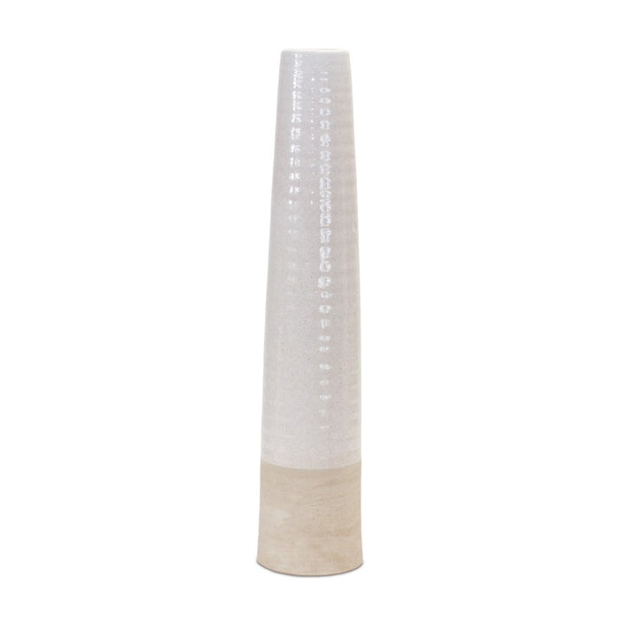 Melrose International Stoneware Floor Vase 23.5"H, White/Sand - 88619DS