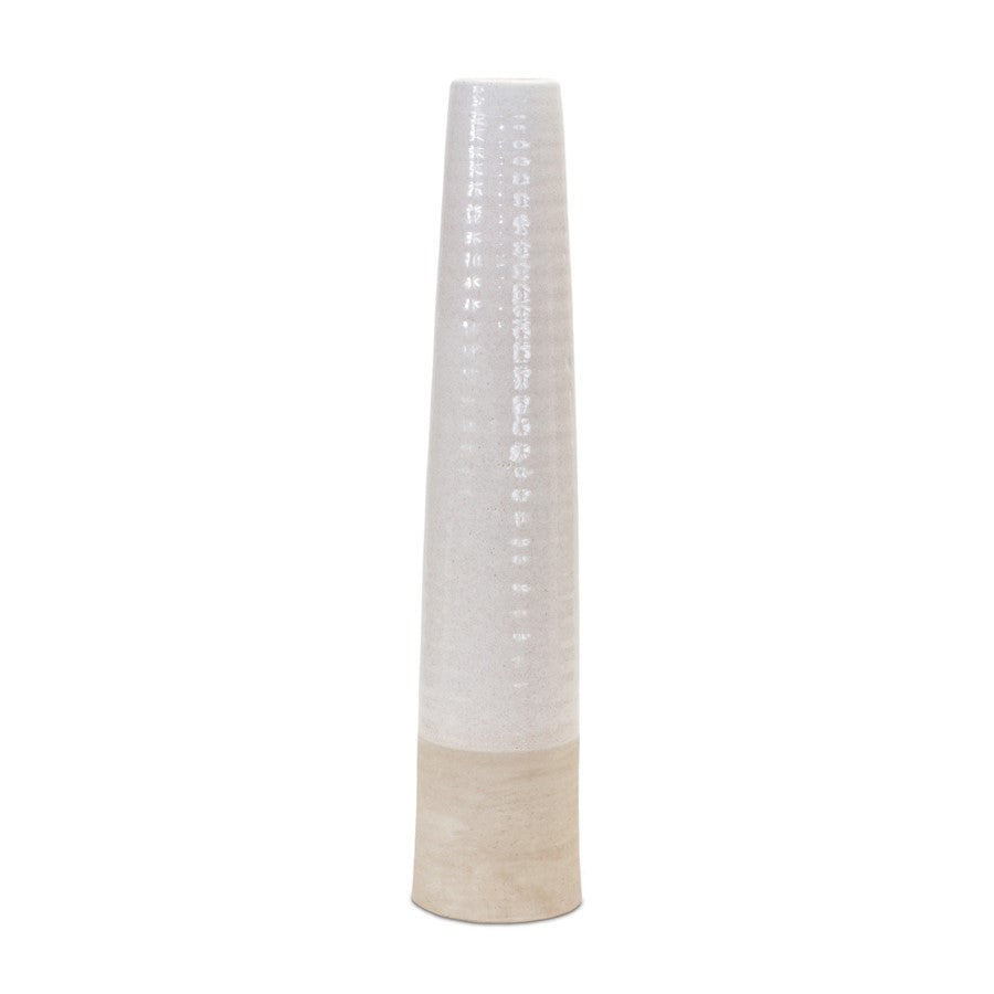 Melrose International Stoneware Floor Vase 23.5"H, White/Sand - 88619DS