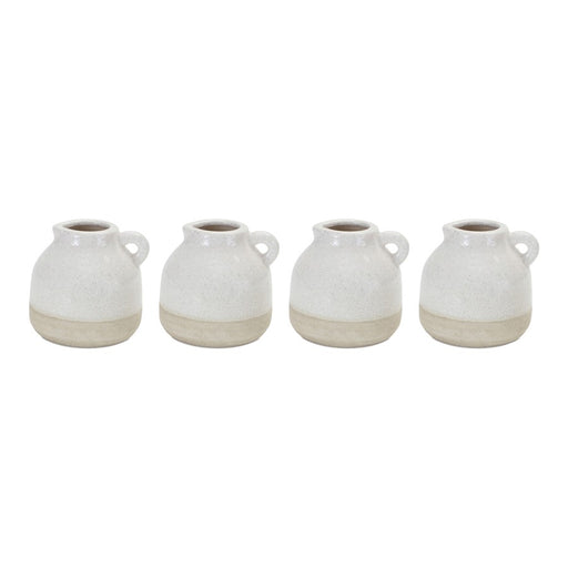 Melrose International Stoneware Bud Vase, Set of 4, White