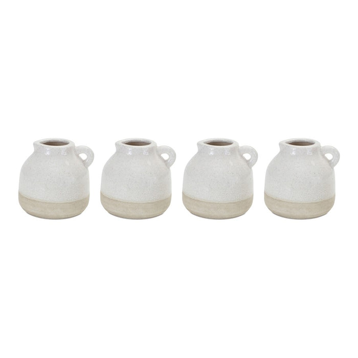 Melrose International Stoneware Bud Vase, Set of 4, White