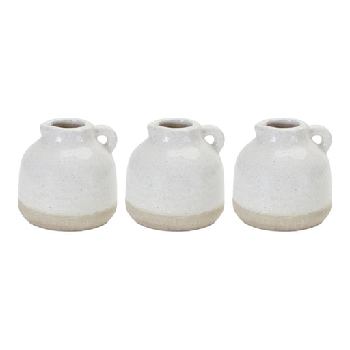 Melrose International Stoneware Bud Vase, Set of 3, White