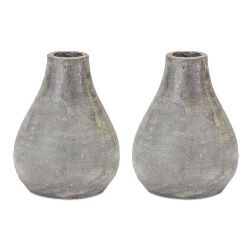 Melrose International Distressed Terra Cotta Vase, Set of 2, Grey