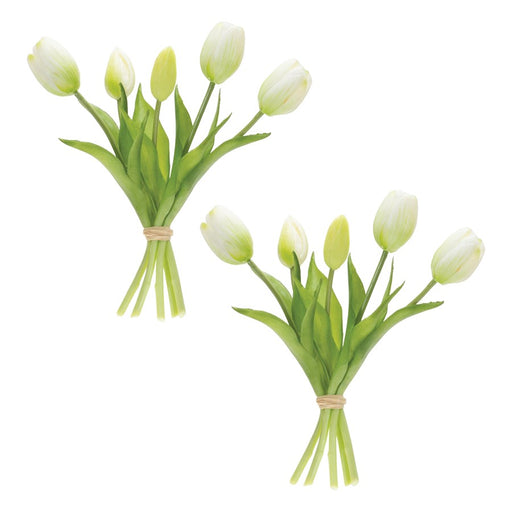Melrose International Tulip Floral Bundle, Set of 2, Green/White