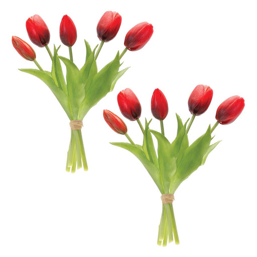 Melrose International Tulip Floral Bundle, Set of 2, Green/Red