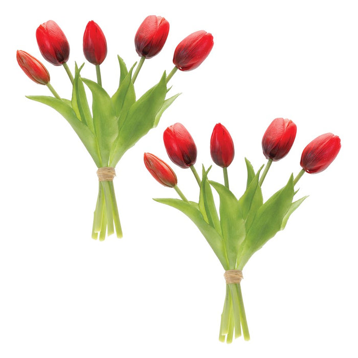 Melrose International Tulip Floral Bundle, Set of 2, Green/Red