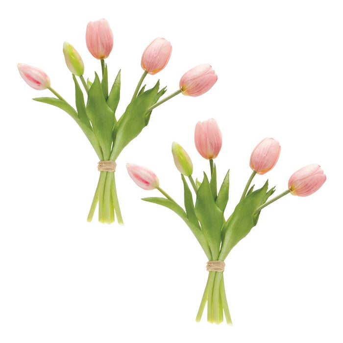 Melrose International Tulip Floral Bundle, Set of 2, Green/Pink