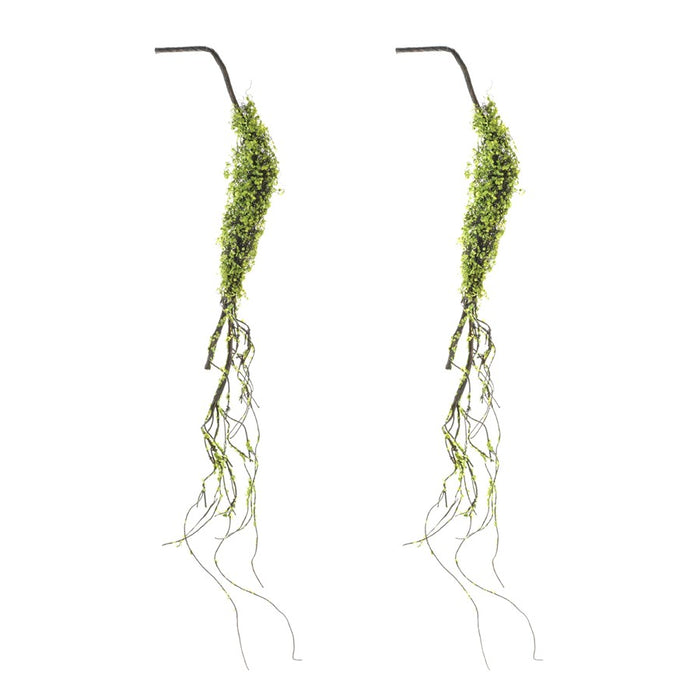 Melrose International Moss Foliage Vine Branch, Set of 2, Green/Brown