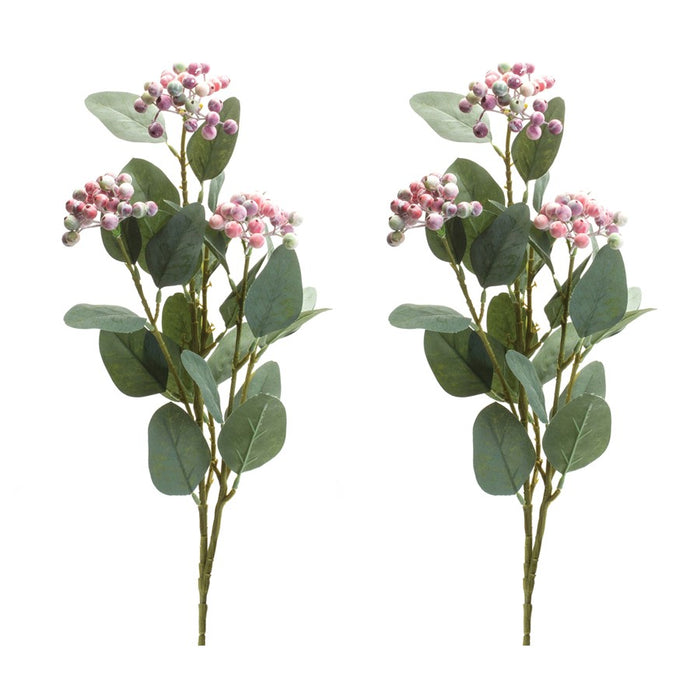Melrose International Berry Foliage Spray, Set of 2, Pink/Green