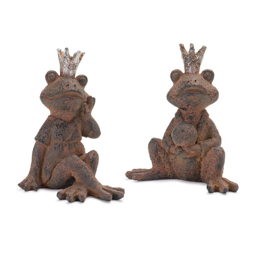 Melrose International Royal Sitting Frog Figurine, Set of 6, Rust - 88685DS