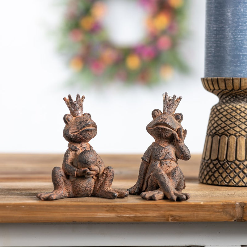 Melrose International Royal Sitting Frog Figurine, Set of 6, Rust