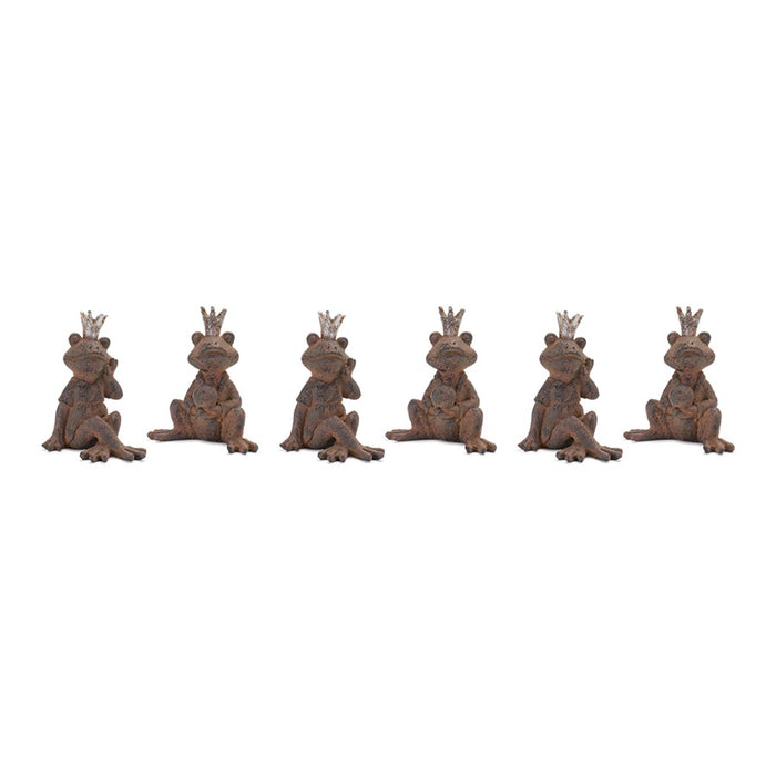 Melrose International Royal Sitting Frog Figurine, Set of 6, Rust