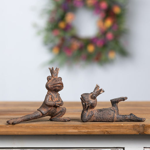 Melrose International Royal Lounging Frog Figurine, Set of 6, Rust