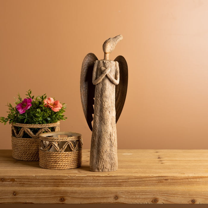 Melrose International Rustic Tree Angel Statue 15"H, Brown