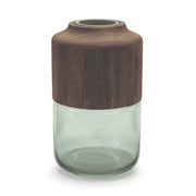 Melrose International Sage Glass Vase/Wood Accent 11"H, Green/Brown - 88710DS