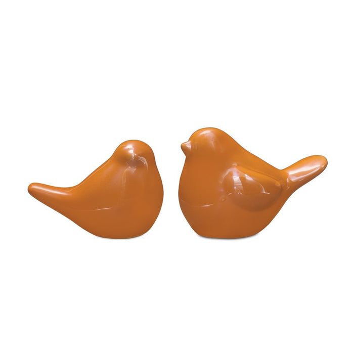 Melrose International Porcela, Bird Figurine, Set of 2, Orange - 88721DS