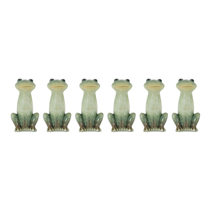 Melrose International Garden Frog Figurine, Set of 6, Green