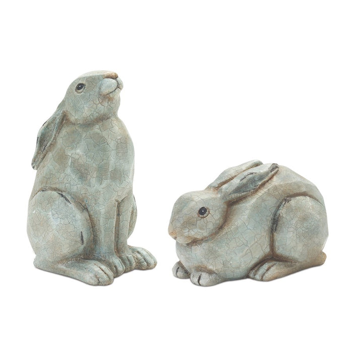 Melrose International Garden Rabbit Figurine, Set of 2, Green/Brown - 88743DS