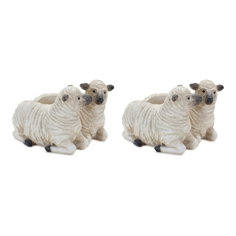 Melrose International Sheep Couple Planter, Set of 2, Cream/Black