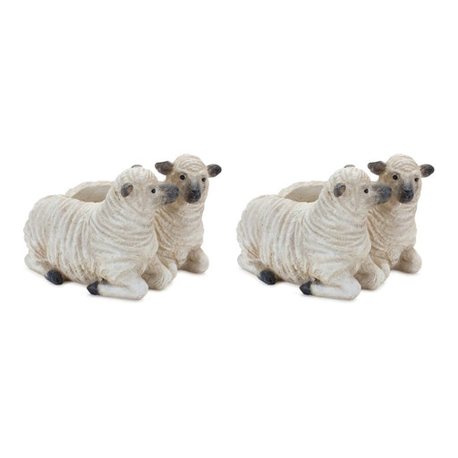 Melrose International Sheep Couple Planter, Set of 2, Cream/Black