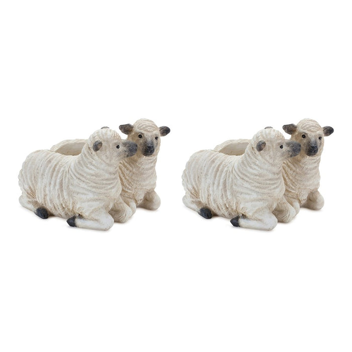 Melrose International Sheep Couple Planter, Set of 2, Cream/Black