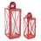 Melrose International Traditional Curved Metal Lantern, Set of 2, Red - 88760DS