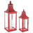 Melrose Traditional Lantern/Hammered Metal Lid, Set of 2, Red - 88764DS