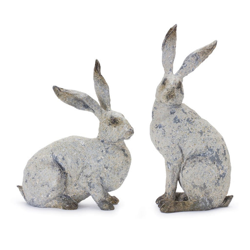 Melrose Weathered Rabbit Statue (Set of 2), Grey - 88792DS