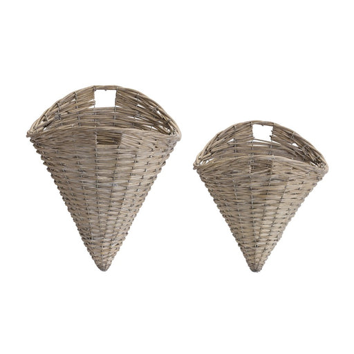 Melrose International Grey Woven Willow Wall Basket, Set of 2 - 88794DS