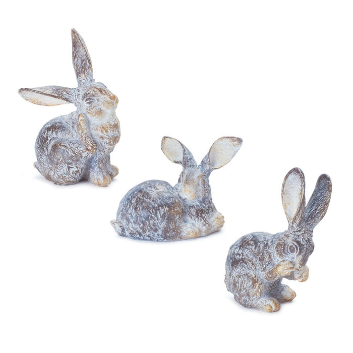 Melrose Garden Rabbit Figurine (Set of 3), Brown - 88835DS