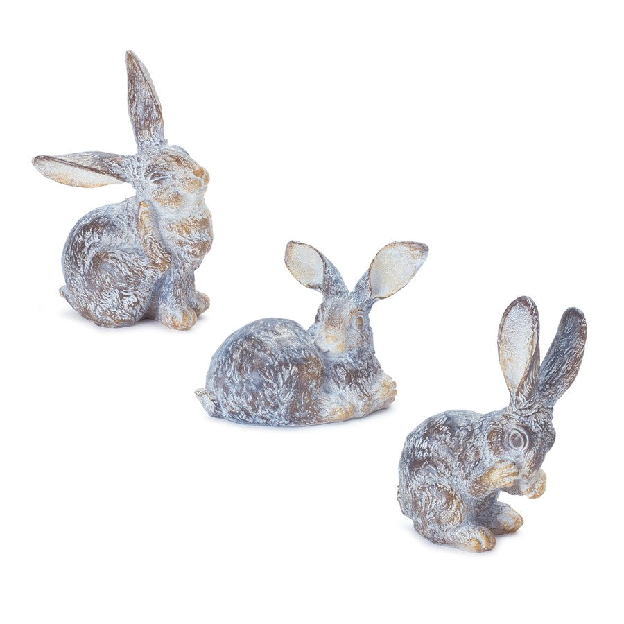Melrose Garden Rabbit Figurine (Set of 3), Brown - 88835DS