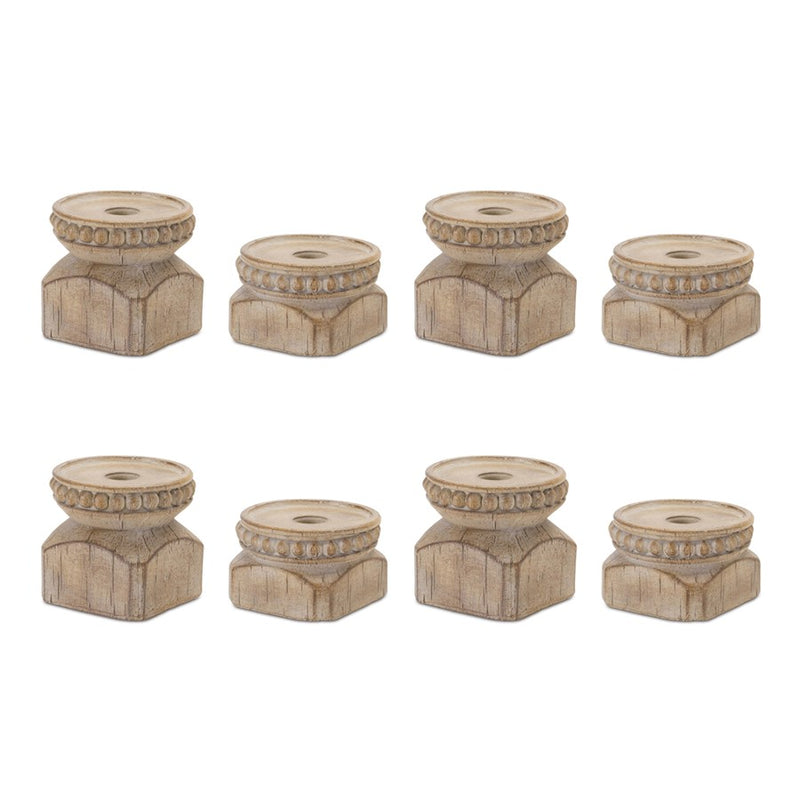 Melrose Int. Beaded Design Candle Holder, Set of 4, Brown