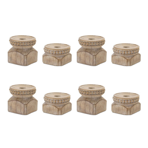 Melrose Int. Beaded Design Candle Holder, Set of 4, Brown