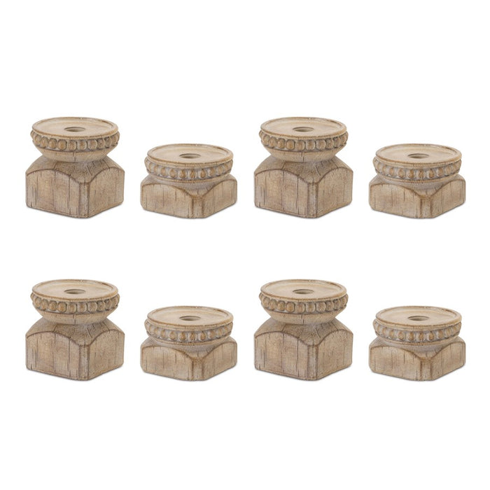 Melrose Int. Beaded Design Candle Holder, Set of 4, Brown