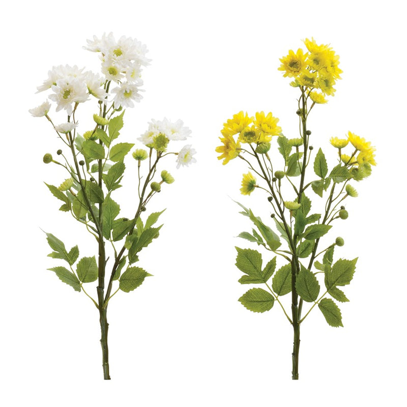 Melrose International Mum Spray, Set of 12, Green/Yellow/White - 88842DS