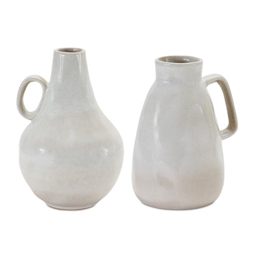 Melrose International Ceramic Jug Vase, Set of 2, White - 88870-88871DS