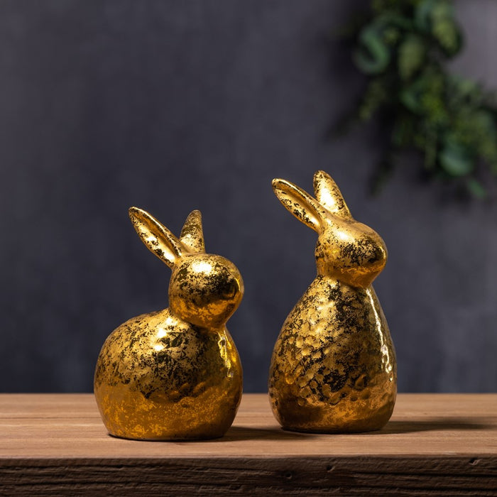 Melrose International Rabbit Decor, Set of 2, Gold