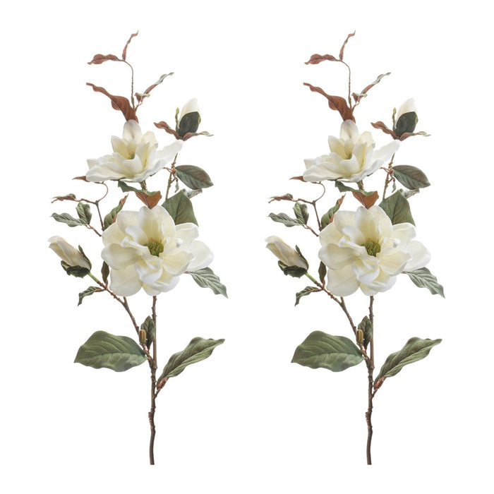 Melrose International Magnolia Floral Spray, Set of 2, Green/White
