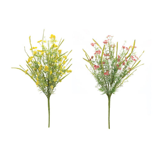 Melrose International Yarrow Floral Bush, Set of 2, Yellow/Green - 88943DS