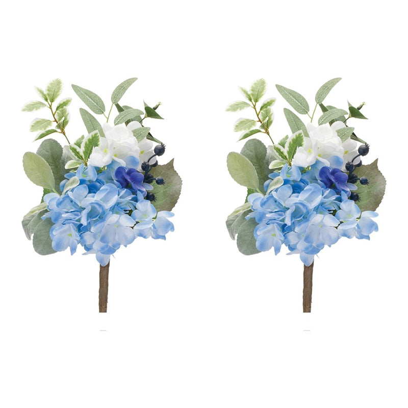 Melrose International Mixed Floral Pick, Set of 2, Blue/Green