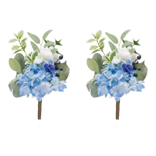 Melrose International Mixed Floral Pick, Set of 2, Blue/Green