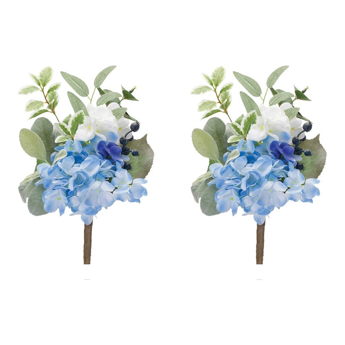 Melrose International Mixed Floral Pick, Set of 2, Blue/Green