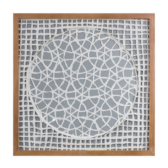 Melrose International Framed Paper Mache Wall Art 19.5"SQ, Grey/White - 88959DS