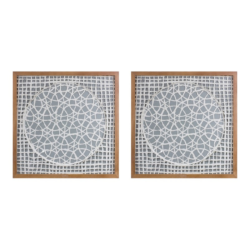 Melrose International Framed Paper Mache Wall Art 19.5"SQ, Grey/White